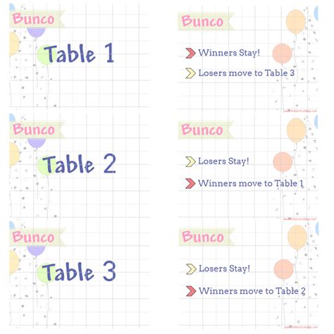 play bunco  printable bunco score tally tent cards bunco
