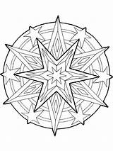 Mandala Christmas Outline Coloring Stars Pages sketch template