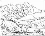 Mountains Line Drawing Mountain Coloring Pages Getdrawings sketch template