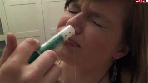 girl injects cum up her nose with syringe [no sound] xnxx