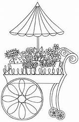 Flower Garden Cart Coloring Vintage Embroidery Little Carts Impression Obsession sketch template