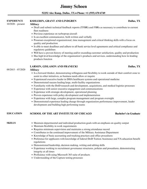 military resume templates filliplochain