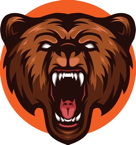 illustration  angry brown bear grizzly head mascot  vector art