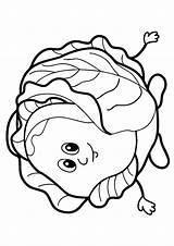 Cabbage Cartoon Coloring Pages Printable sketch template