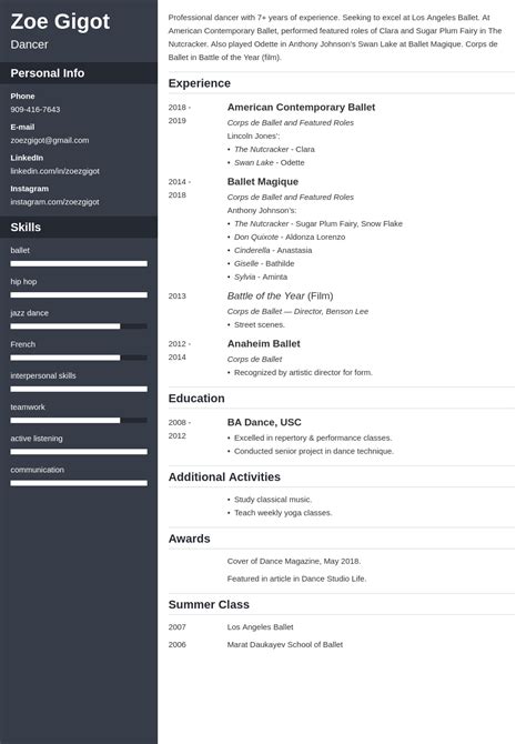 dance cvexamples   writing tips