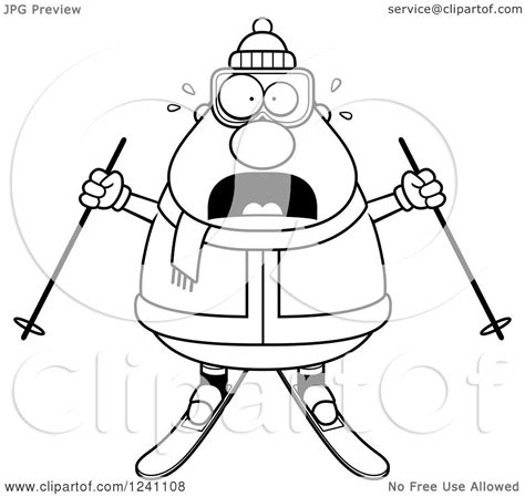 Clipart Of A Black And White Scared Screaming Chubby Male
