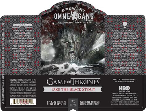 brewery ommegang game  thrones stout label teases   session