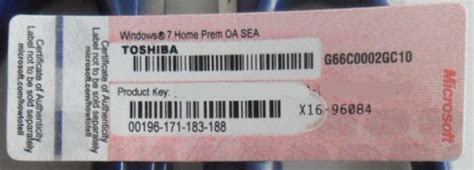 Windows 7 Home Prem Coa Label Msdn Key Id 8014363 Product