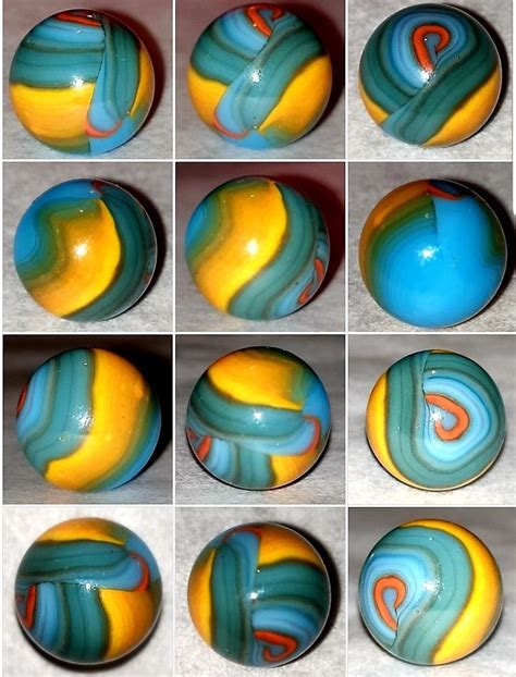 beautiful vintage marble red yellow and blue glass