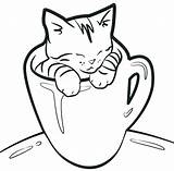 Coloring Kitten Pages Cat Kittens Cute Cup Tea Drawing Realistic Kids Sheets Printable Print Color Kitty Colouring Cats Lovely Christmas sketch template