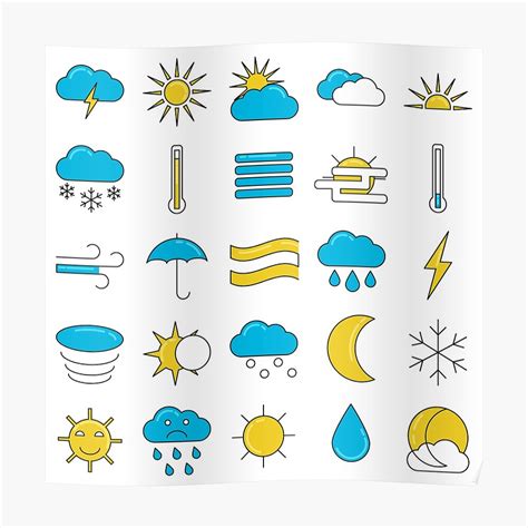 weather symbols icons set poster  krukowski redbubble