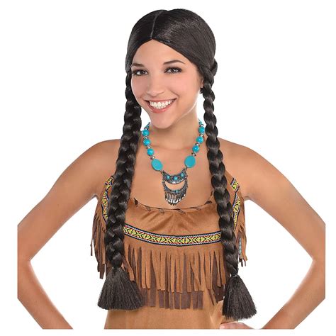 native american black braids wig party city