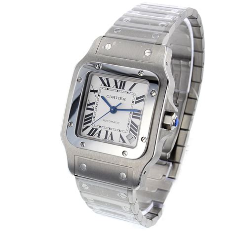 cartier wd santos galbee automatic xl mens  stainless steel automatic silver dial