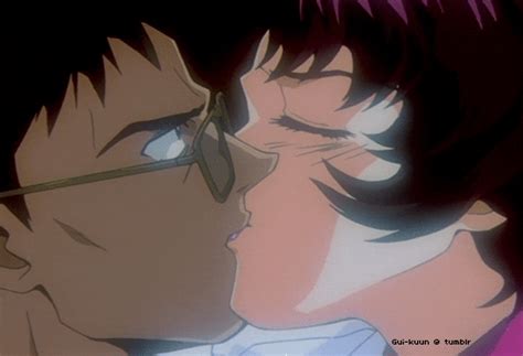 neon genesis evangelion anime kiss find and share on giphy
