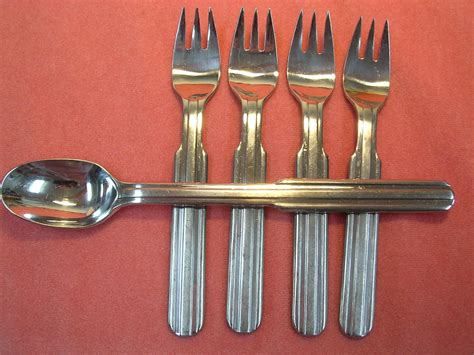 oxford hall oxh 40 oxh40 spoon and 4 forks stainless flatware silverware