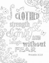 Coloring Proverbs 31 Sheets Pages Bible Adult Colouring 25 Verse Quotes Color Scripture Quote Strength Clothed Dignity Am Template Books sketch template