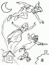 Peter Pan Coloring Wendy Her Brothers Disney Family Pages Fun Tinkerbell Color Adults sketch template