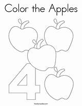 Apples Coloring Color Pages Number Print Four Noodle Twistynoodle Twisty Ll sketch template