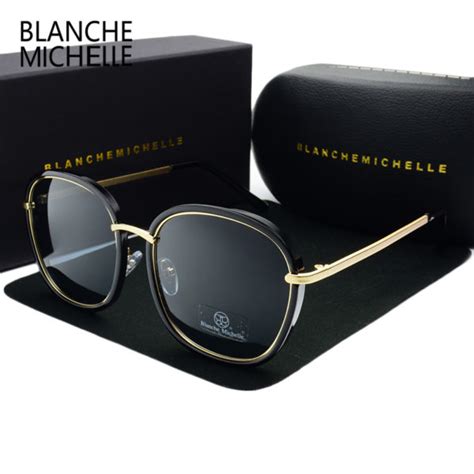 2018 high quality square gold frame polarized sunglasses women brand