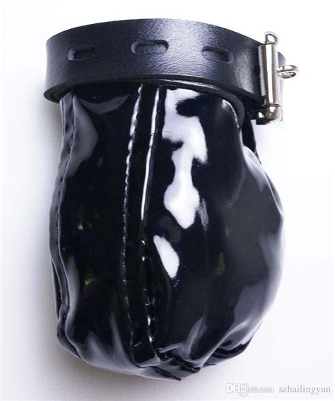 male locking penis prison ball scrotum zippered bondage pouch black