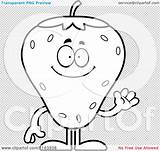 Strawberry Mascot Waving Outlined Coloring Cartoon Vector Cory Thoman sketch template
