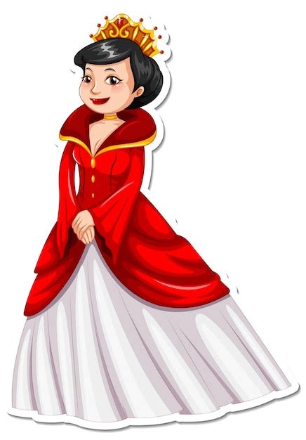 free vector beautiful queen cartoon character sticker