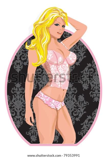 Lovely Blonde Pin Girl Vintage Style Stock Vector Royalty Free 79353991