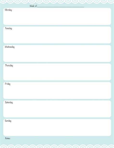printable weekly planner page