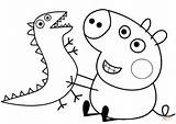 Pig George Coloring Pages Dragon Peppa Plays Printable Color Drawing Print Supercoloring Paper sketch template