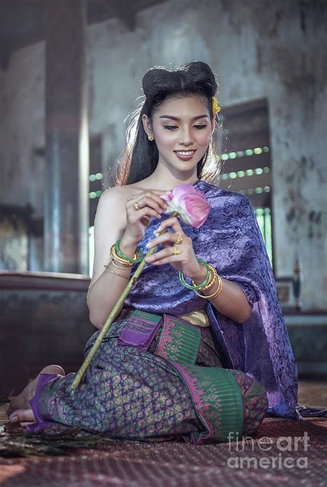 Asian Woman Wearing Thai Traditional Dress Photograph By