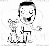 Dog Boy Feeding Happy His Cartoon Clipart Cory Thoman Outlined Coloring Vector 2021 sketch template