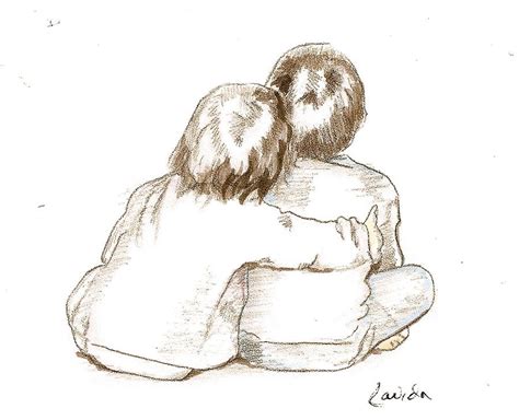 brother and sister drawing by janet lavida