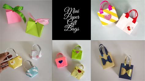 easy mini paper gift bags ideas paper craft    mini paper bags diy youtube