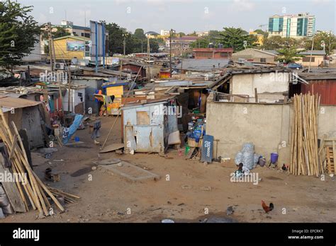 shantytown located  downtown accra ghana west africa stock photo alamy