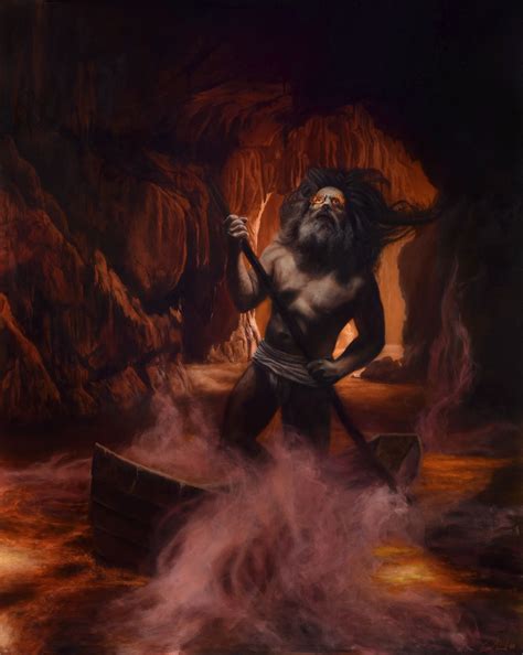 canto  charon dantes inferno painting series oil  alumacomp     silverpoint