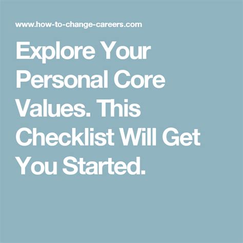 explore  personal core values  checklist    started personal core values