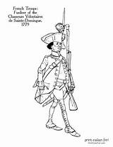 Coloring Pages Revolution American Soldiers War Revolutionary Domingue Chasseurs 1779 Volontaires Sainte Uniforms Fun Troops German Color sketch template