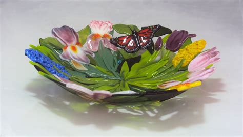 Custom Made 14 Fused Glass Flower Or Leaf Bowl