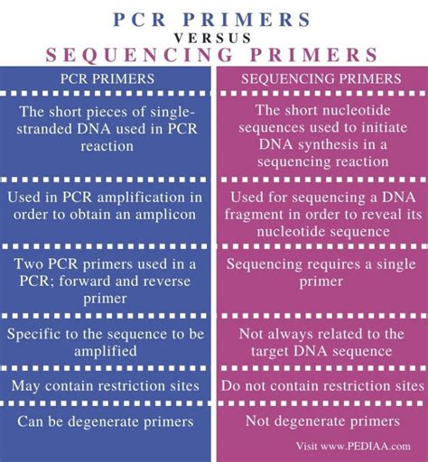 what is the difference between pcr primers and sequencing primers