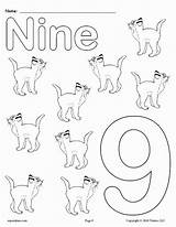 Number Coloring Pages Numbers Printable Animal Worksheets Preschool Kids Sheet Color Nine Toddlers Preschoolers Crafts Lesson Activities Cats Counting Animals sketch template