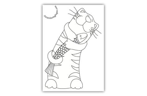 cat  fish coloring page cat coloring page fish coloring page