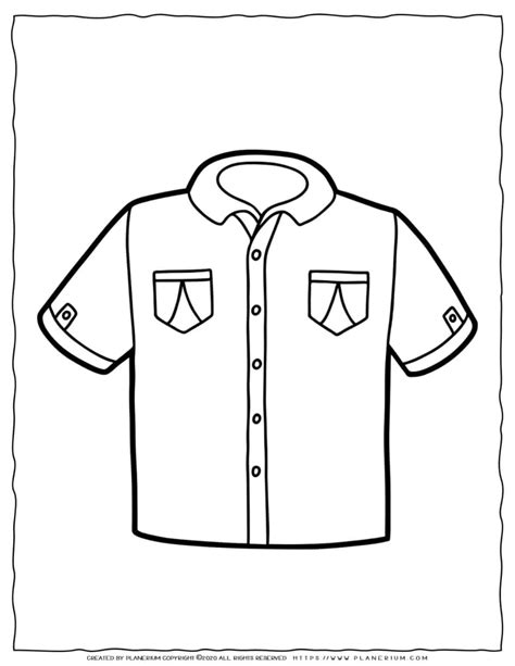 clothes coloring page  boy short sleeve shirt planerium  kids