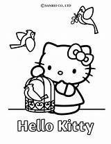 Kitty Hello Coloring Birdcage Pages Hellokids Fun Kids Print Color Violin sketch template