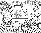 Coloring Drawing Printable Kids Christmas Kitty Hello Cute Pages Pretty Color Xmas Holiday Girls Stuff Idea Easy Perform Entertaining Period sketch template