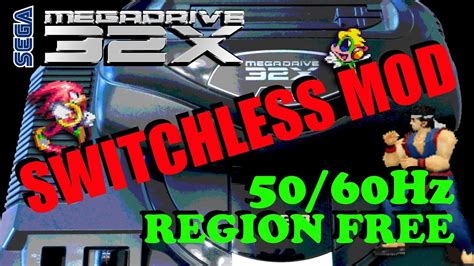 Sega Mega Drive 32x Wired Switchless Region Mod 50 60hz