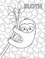 Sloth Coloring Pages Cute Printable Baby Printables Activities Party sketch template