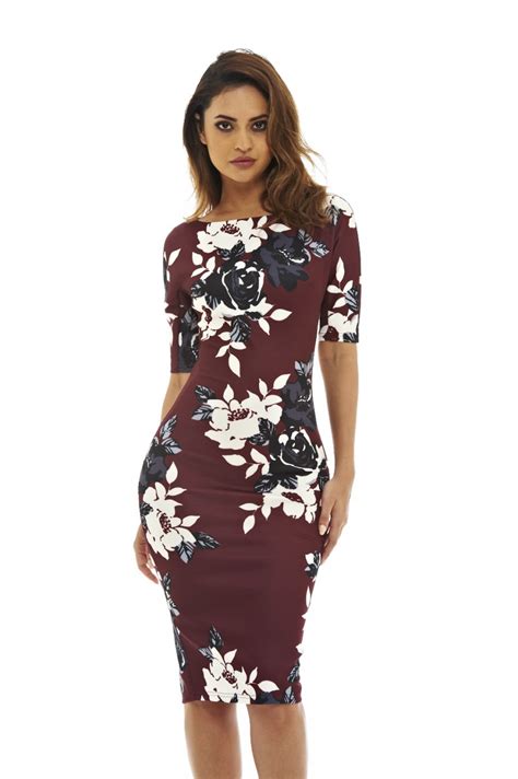 Ax Paris Women S 3 4 Sleeve Floral Midi Dress Online