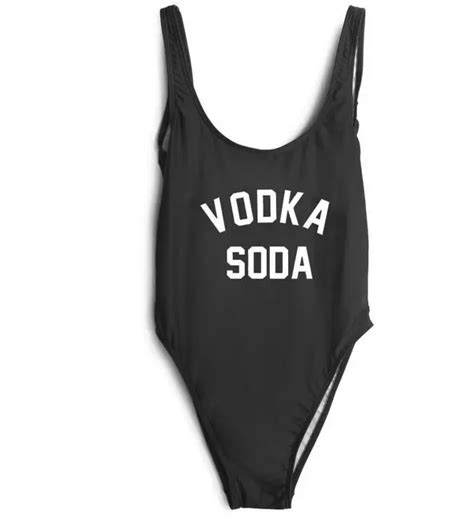 Vodka Soda Sexy Bodysuit Open Low Back High Cut Bathing Suit One Piece