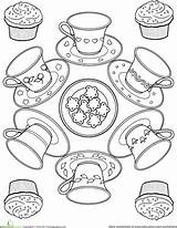 Coloring Tea Pages Party Teacup Cup Printable Cups Worksheet Set Book Mandala Sheets Adult Mandalas Teacups Education Girls Getcolorings Template sketch template