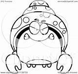 Hermit Crab Clipart Coloring Cartoon Angry Sly Excited Outlined Vector Cory Thoman Surprised Depressed Dumb Illustration Royalty Clipartof Clip sketch template